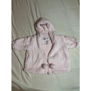 Widgeon Baby Girls Pink Faux Fur Hooded Jacket 6M Pom Pom Accent